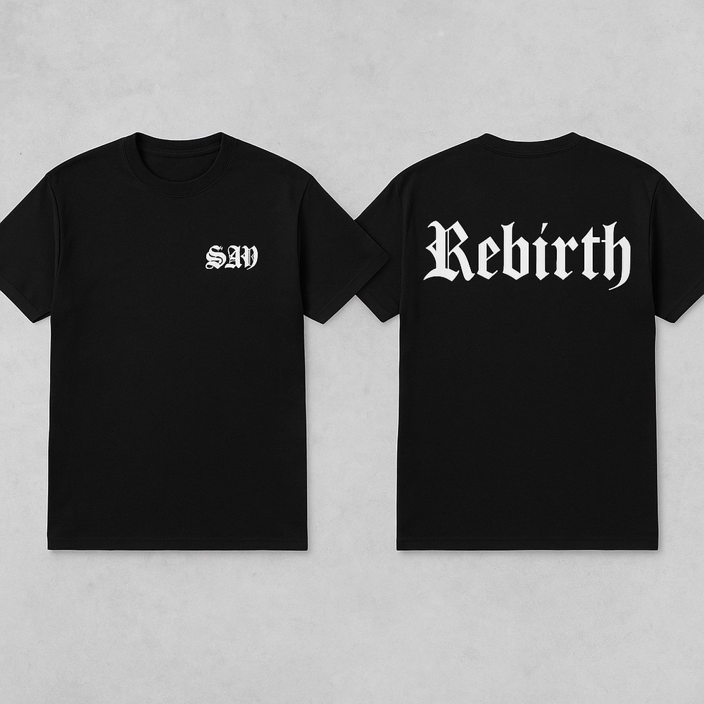Black Graphic T-Shirt with White Print
